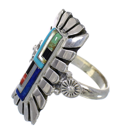 Silver And Multicolor Southwest Jewelry Ring Size 6-1/4 YX75928